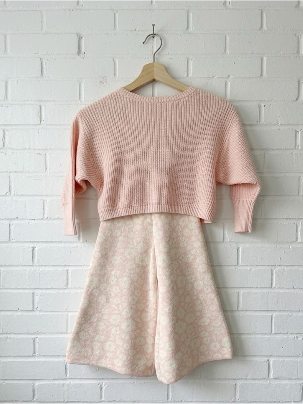 Raised by Water soft pink & floral Knit set 4t